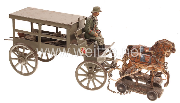 Blechspielzeug - Lineol - 1. Weltkrieg Sanitätswagen ( Gespanne )