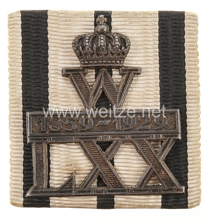 Preussen Erinnerungsabzeichen zum 70. Geburtstag Kaiser Wilhelm II. 1929