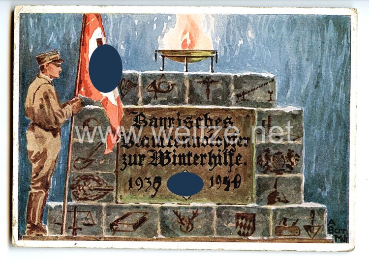 III. Reich - farbige Propaganda-Postkarte - " Bayrisches Beamtennotopfer zur Winterhilfe 1933-1934 "