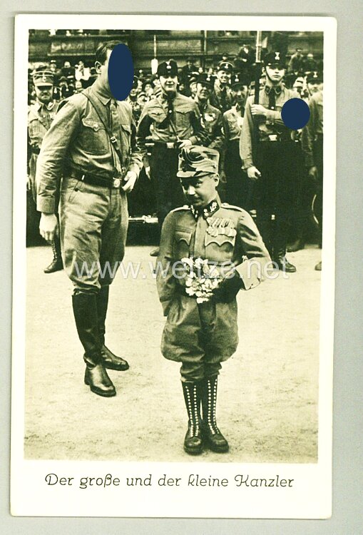 III. Reich - Propaganda-Postkarte - " Adolf Hitler und Engelbert Dollfuß - Der große und der kleine Kanzler " 
