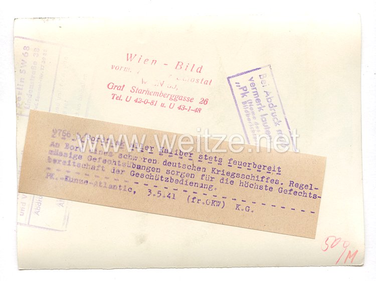Kriegsmarine Pressefoto, Bordflak aller Kaliber stets feuerbereit 3.5.1941 Bild 2