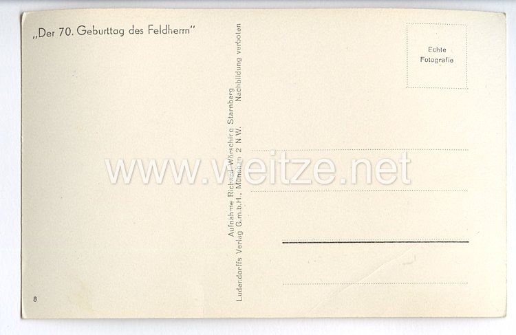 III. Reich - Propaganda-Postkarte - " Der 70. Geburttag des Feldherrn Erich Ludendorff " ( 1935 ) Bild 2