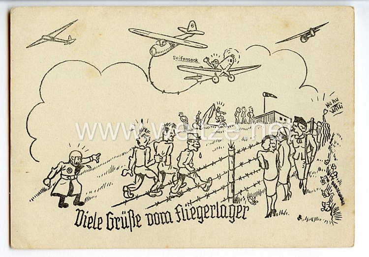 Deutscher Luftsport-Verband ( DLV ) - Propaganda-Postkarte - " Viele Grüße vom Fliegerlager "