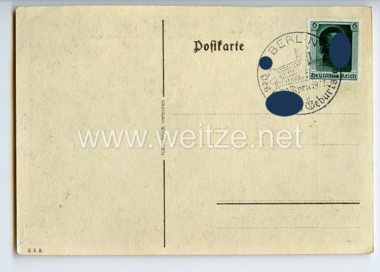 III. Reich - farbige Propaganda-Postkarte - " Gebt mir vier Jahre Zeit - Der Vierjahresplan " Bild 2