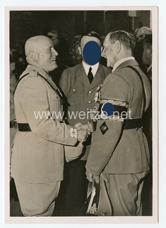 III. Reich - Propaganda-Postkarte - " Die historische Begegnung am 18.6.1940 in München - Führerbau : Im Arbeitszimmer des Führers " ( Mussolini / Hitler )
