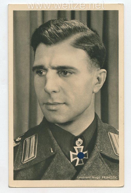 Heer - Portraitpostkarte von Ritterkreuzträger Leutnant Hugo Primozic