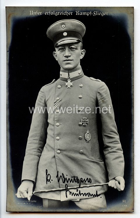 Fliegerei 1. Weltkrieg - Fotopostkarte  - Deutsche Fliegerhelden " Leutnant Wintgens "