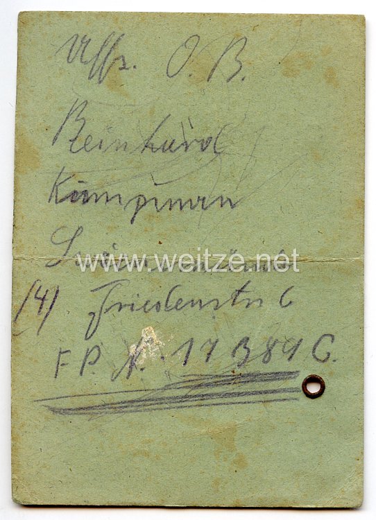 III. Reich - Arnold Kiekert und Söhne (AKS) Schloss- und Beschlagfabrik in Heiligenhaus - Vorläufiger Ausweis Nr. 126 Bild 2