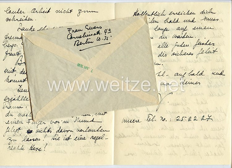 Legion Condor - originaler Feldpostbrief an Oberst Ritter von Thoma - Kommandeur der Panzertruppen Imker/Drohne Bild 2