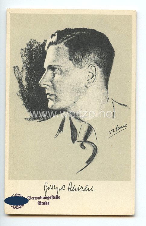 III. Reich - Propaganda-Postkarte - " Reichsjugendführer Baldur von Schirach "