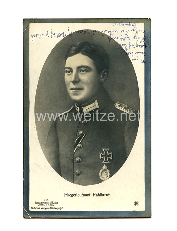Fliegerei 1. Weltkrieg - Deutsche Fliegerhelden " Fliegerleutnant Fahlbusch "