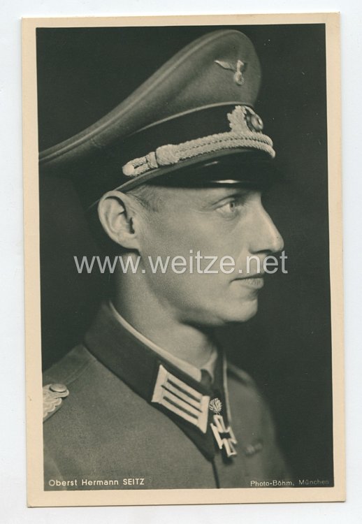Heer - Portraitpostkarte von Ritterkreuzträger Oberst Hermann Seitz