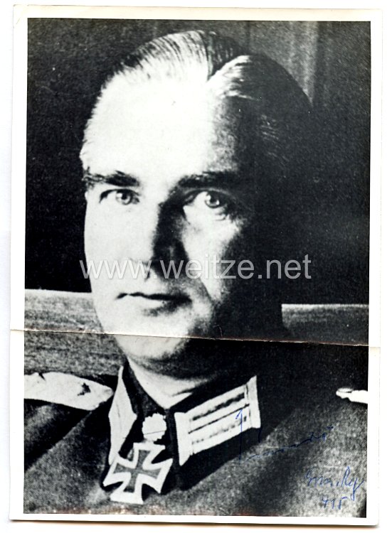 Heer - Nachkriegsunterschrift von Ritterkreuzträger Oberstleutnant Walter Sievers, Kommandeur des Gren.-Rgt. 415