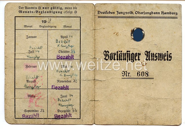 HJ - Dokumentengruppe eines Hitlerjungen und späteren Gefreiten der 1./Übungs-Staffel-Luftlandegeschwader 1 Bild 2