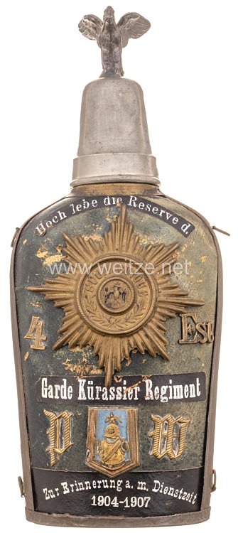 Preußen Reservistenflasche für einen Soldaten im Garde-Kürassier-Regiment