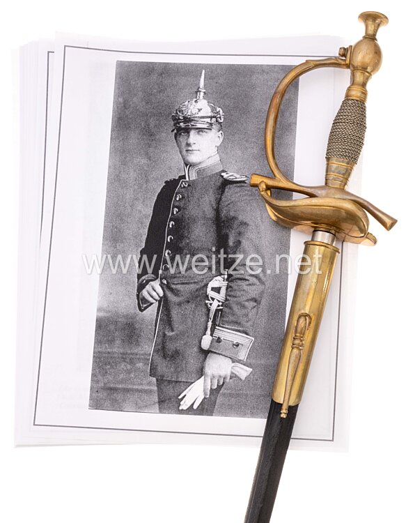 Preußen Kavallerie Geschenk-Stichdegen aus dem Nachlass des Leutnants «Quintino Caminecci» im Kürassier-Regiments Graf Geßler (Rheinisches) Nr. 8