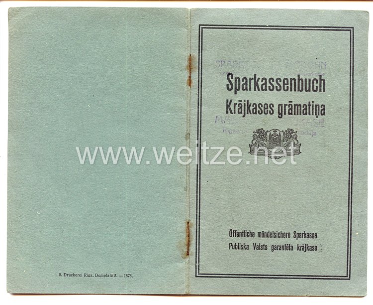 III. Reich / Lettland - Rigaer Stadtsparkasse - Sparkassenbuch