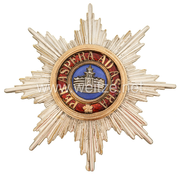 Mecklenburg-Schwerin Hausorden der Wendischen Krone - Bruststern zum Großkreuz mit der Krone in Erz 