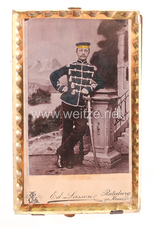 Preußen Teilkolorierte Fotografie eines Husaren im Husaren-Regiment Königin Wilhelmina der Niederlande (Hannoversches) Nr. 15