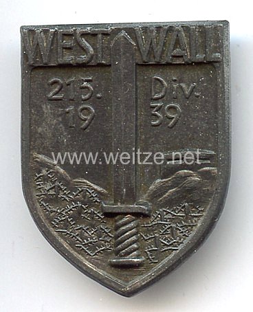Wehrmacht Heer - Mützenabzeichen für Angehörige der 215. Division " Westwall 1939 "