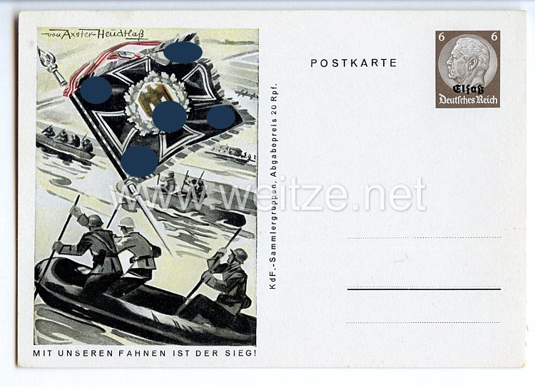 III. Reich - farbige Propaganda-Postkarte - " Mit unseren Fahnen ist der Sieg " - Pioniere
