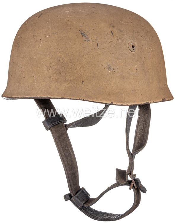 Luftwaffe steel helmet M 38 for paratroopers with 1 emblem and Italian camouflage paintwork from the possession of Unteroffizier Karl-Hein Grunert, Paratrooper Regiment No. 4, participants in the Battle of Monte Cassino