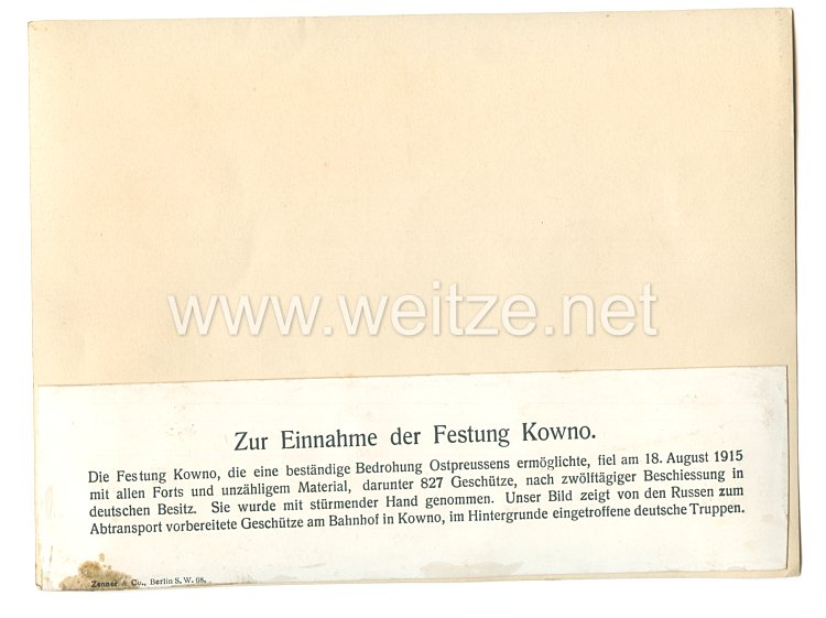 1. Weltkrieg Deutsches Heer Pressefoto: Zur Einnahme der Festung Kowno Bild 2