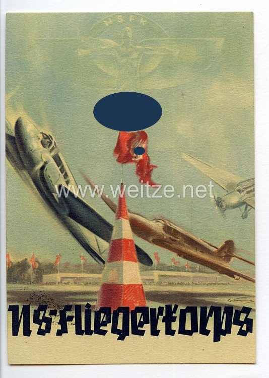 NSFK - farbige Propaganda-Postkarte - " Großflugtag Frankfurt a/M 30. Juli 1939 Flugplatz Rebstock "