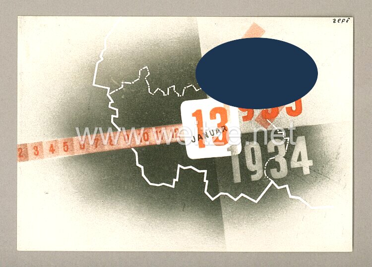 III. Reich - farbige Propaganda-Postkarte - " Saar-Volksabstimmung 13.1.1935 "