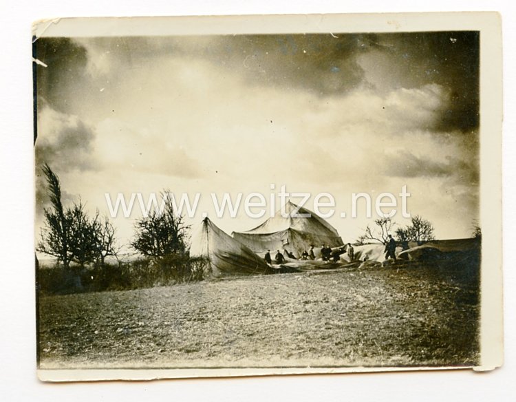 1. Weltkrieg Fliegertruppe, Zelt vom Sturm weggerissen Erst. Flieger Abt. 211