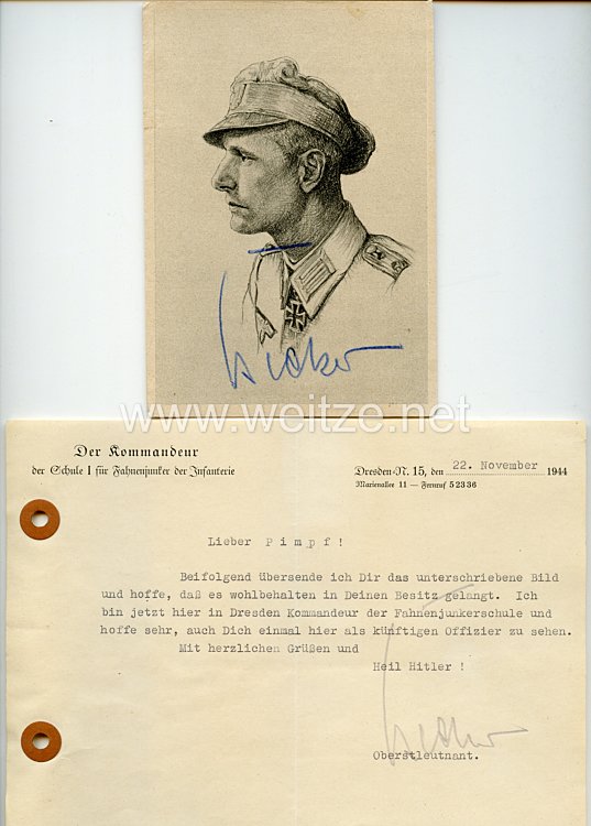Heer - Originalunterschriften von Ritterkreuzträger Leutnant Hans Becker