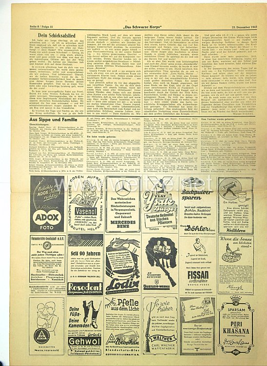 Das Schwarze Korps - Zeitung der Schutzstaffel der NSDAP : 9. Jahrgang 51. Folge, 23. Dezember 1943 Bild 2