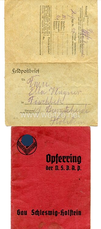 Opferring der NSDAP - Gau Schleswig-Holstein - Mitgliedsbuch Nr. 7