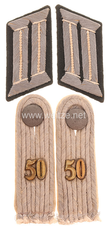Wehrmacht Heer Paar Kragenspiegel und Schulterstücke für einen Leutnant im Infanterie-Regiment Nr. 50