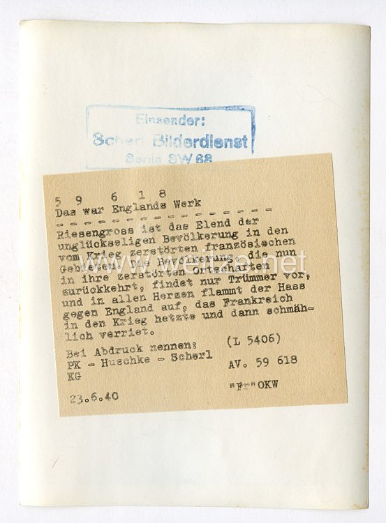 III. Reich Pressefoto. Das war Englands Werk. 23.6.1940. Bild 2