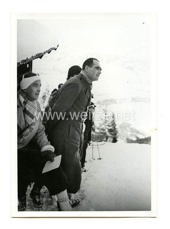 III.Reich Pressefoto: Rudolf Hess bei einem Skirennen 