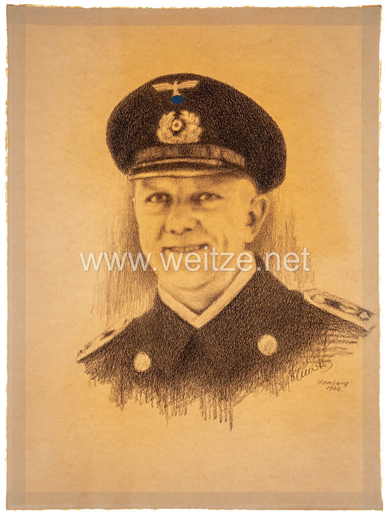 Kriegsmarine Portraitfoto, Bootsmann mit Schirmmütze
