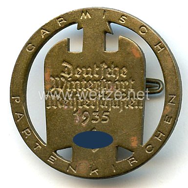 III. Reich - Erinnerungsabzeichen an die Deutsche Wintersport Meisterschaften 1935 Garmisch-Partenkirchen