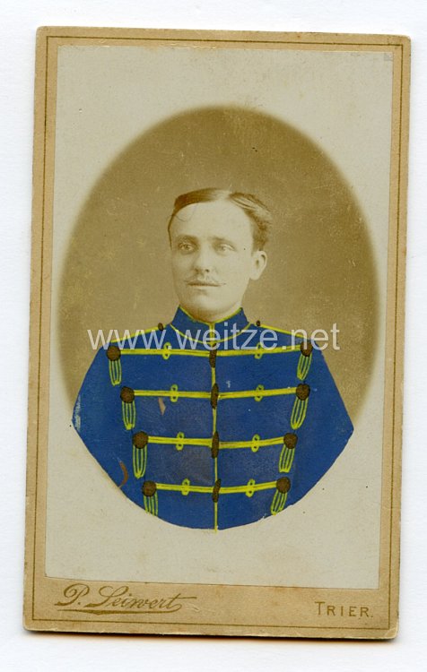 Preußen kleines Kabinettfoto eines Husaren im Husaren-Regiment Nr. 9