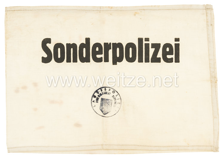 Bundesrepublik Deutschland ( BRD )  Armbinde Sonderpolizei der Landespolizei Kommissariat Sinsheim Bild 2