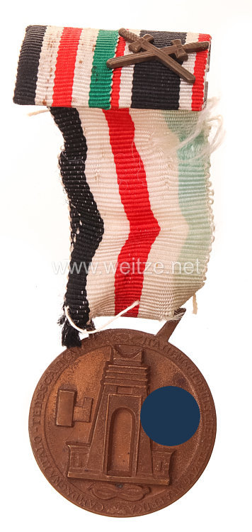 Deutsch-Italienische Erinnerungsmedaille an den Afrika-Feldzug in Bronze mit Bandspange