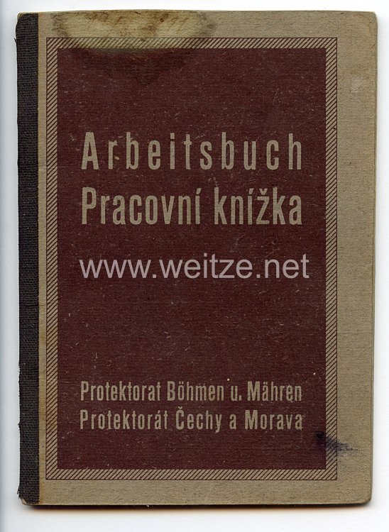 III. Reich - Protektorat Böhmen und Mähren - Arbeitsbuch für eine Frau des Jahrgangs 1921
