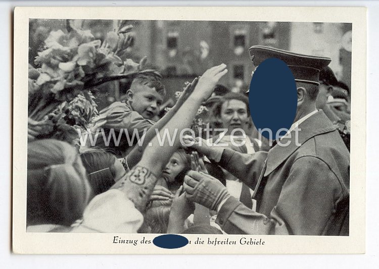 III. Reich - Propaganda-Postkarte - " Einzug des Führers in die befreiten Gebiete "