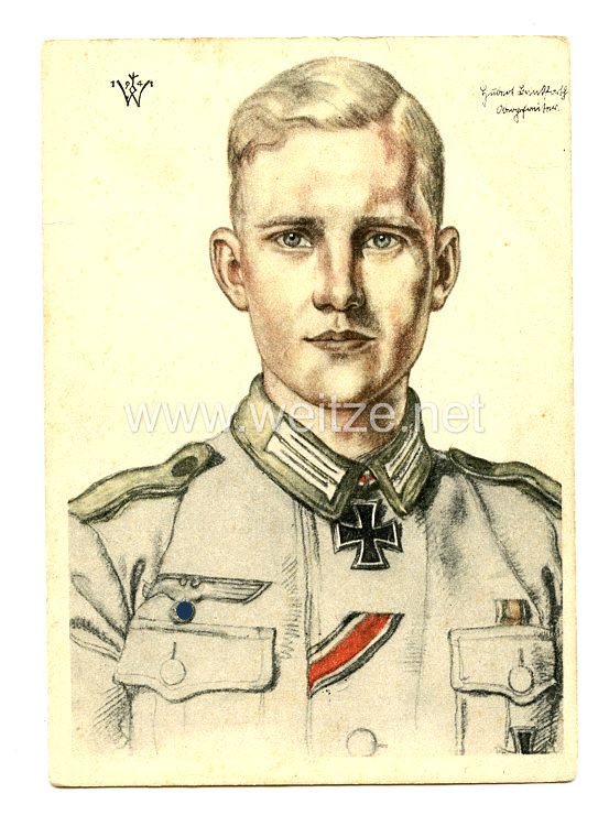 Heer - Willrich farbige Propaganda-Postkarte - Ritterkreuzträger Obergefreiter Hubert Brinkforth