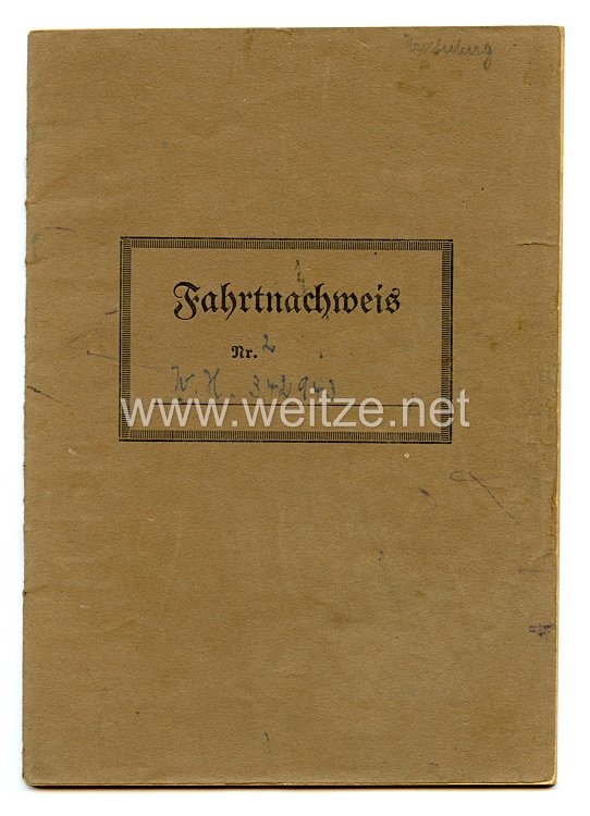 Wehrmacht Fahrzeug Fahrtnachweis für einen Opel bei der Kompanie Korps-Nachrichten-Abteilung 44 