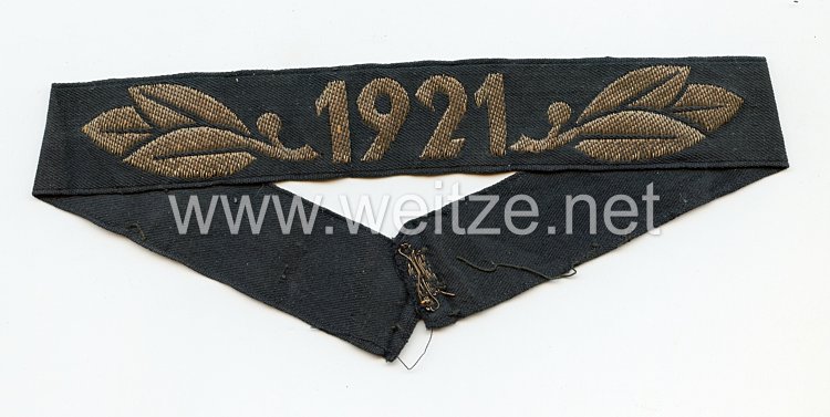Traditionsärmelband der Technischen Nothilfe mit Jahreszahl "1921"
