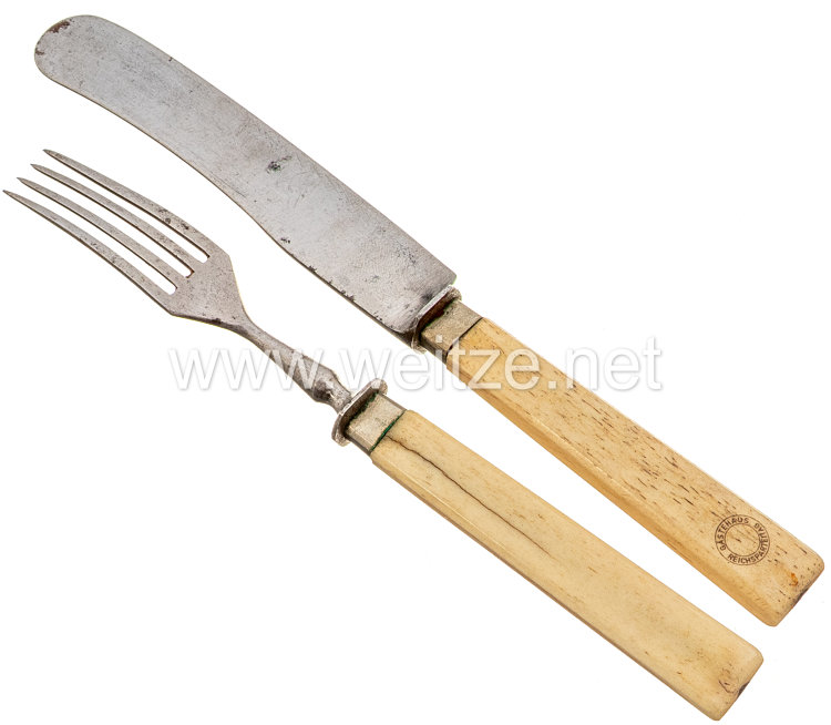 NSDAP Großes Messer und Gabel des Speisebesteck aus dem Gästehaus Reichsparteitag in Nürnberg Bild 2