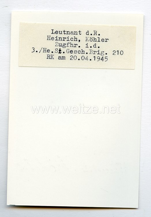 Heer - Nachkriegsunterschrift von Ritterkreuzträger Heinrich Köhler Bild 2
