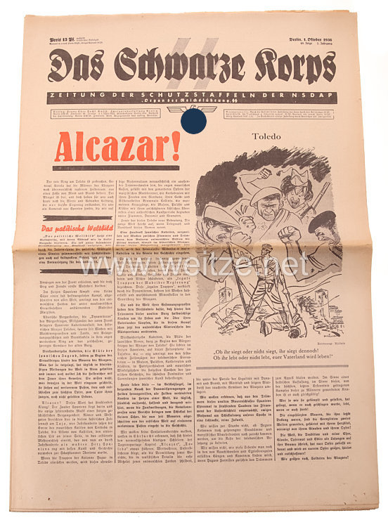 Das Schwarze Korps - Zeitung der Schutzstaffel der NSDAP : 2. Jahrgang 40. Folge, 1. Oktober 1936