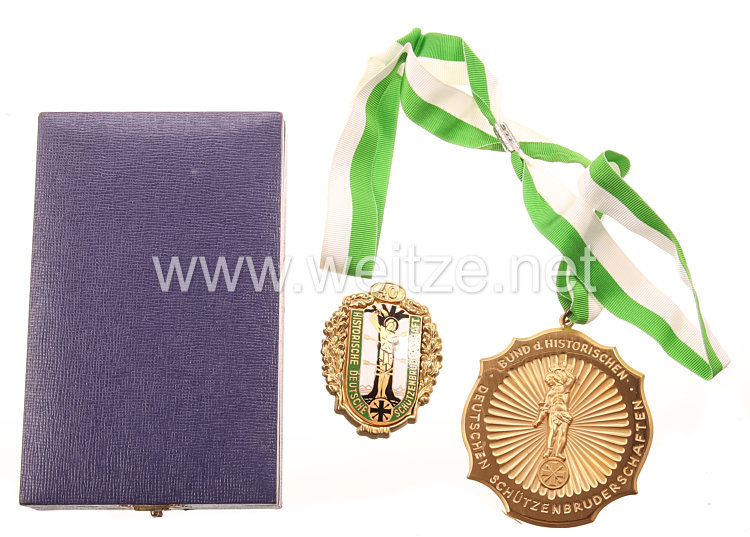 Bundesrepublik Deutschland ( BRD ) Medaille und Mitgliedsabzeichen für 40 Jahre, Bund der historischen deutschen Schützenbruderschaften Bild 2